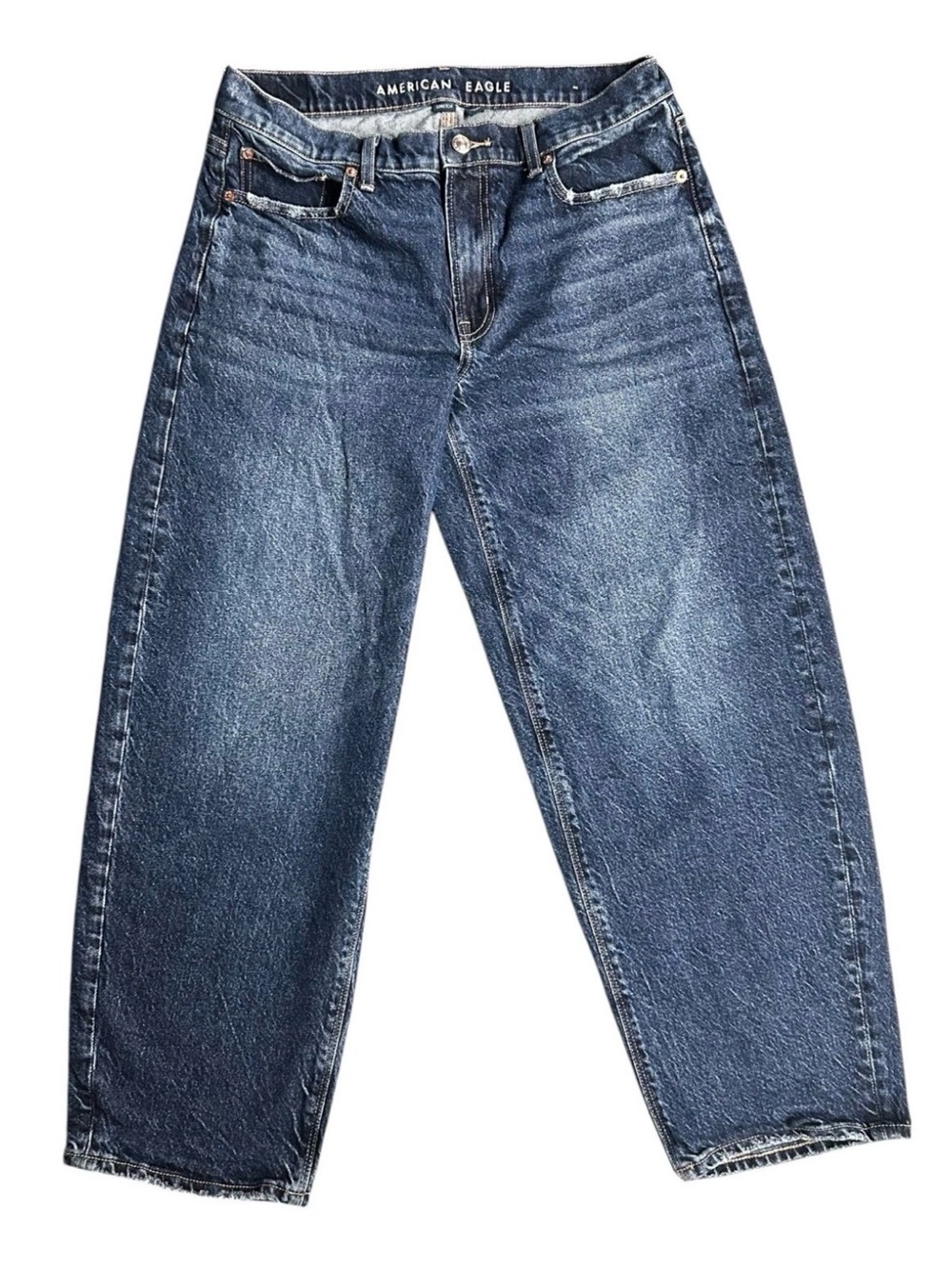 American Eagle Stretch Barrel Leg Jeans Womens size 6 Regular Dark Wash Denim